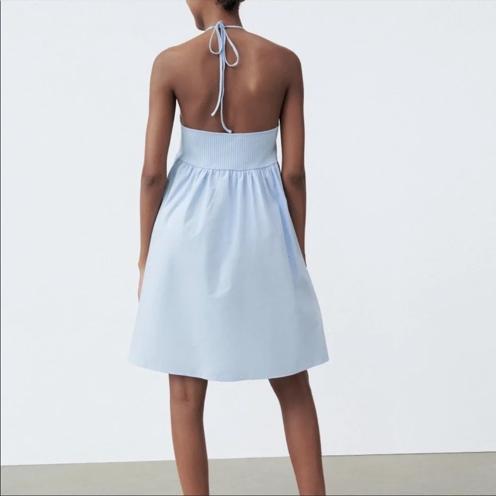 NWT Zara Halter Dress light blue M - Picture 4 of 13